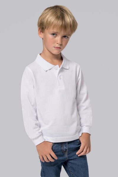 PKID210LS Polo bambino piqué manica lunga con polsino