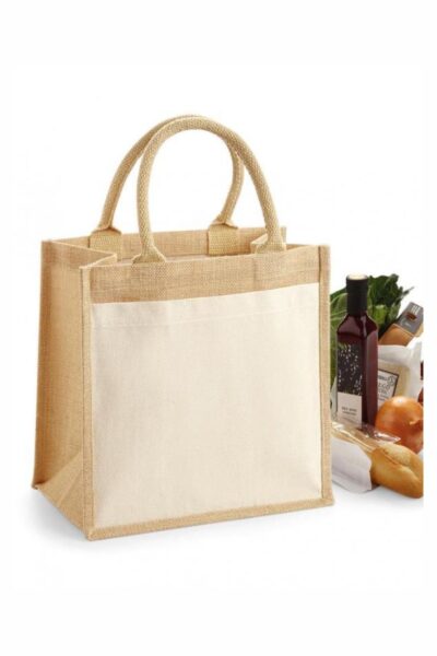 W426 Cotton Pocket Jute Midi Tote