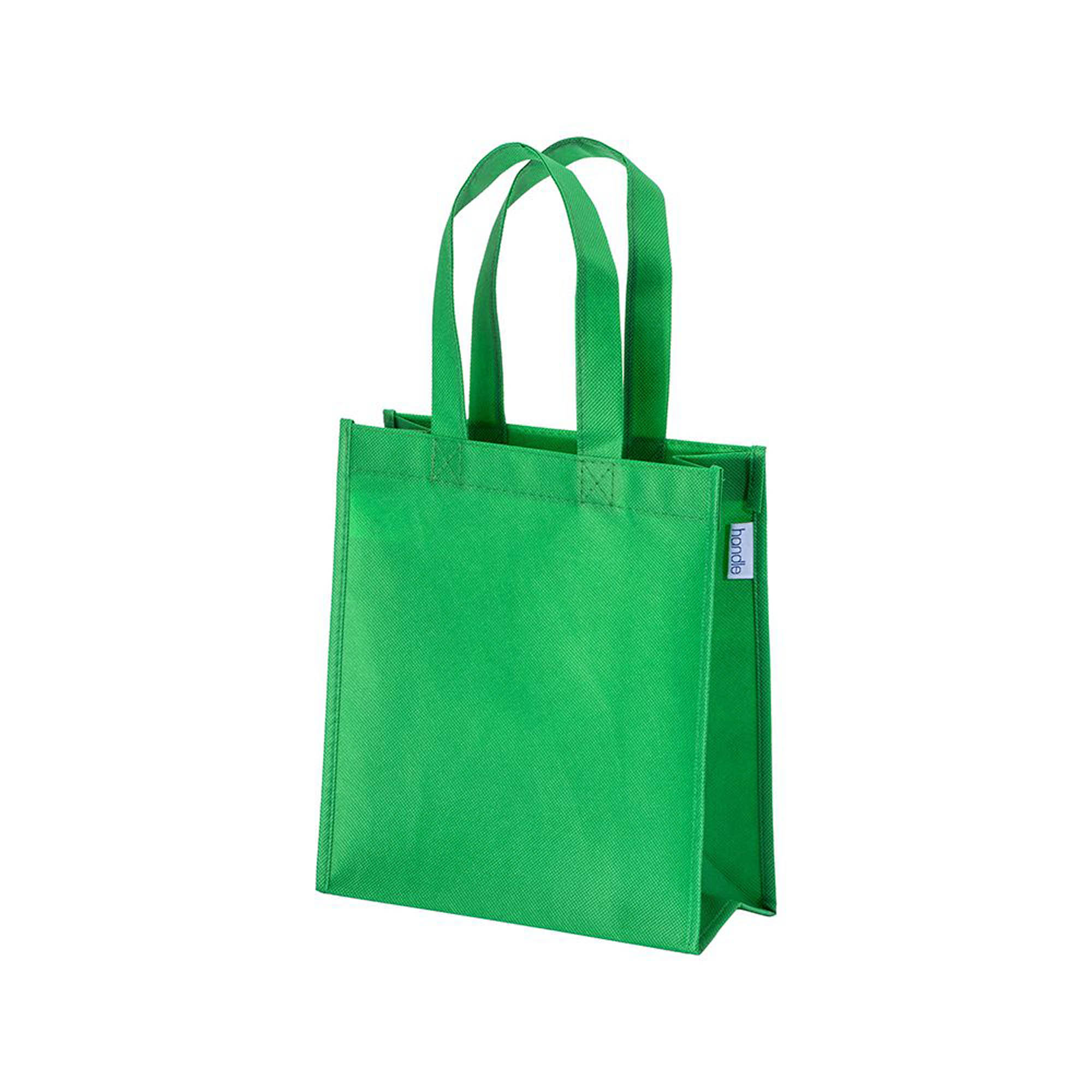 2210801 Shopper mini con soffietto in R-pet 80 g/m2 con soffietto, manici corti - immagine 4