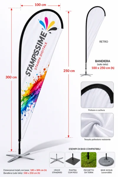 Bandiera a Goccia 100x300h