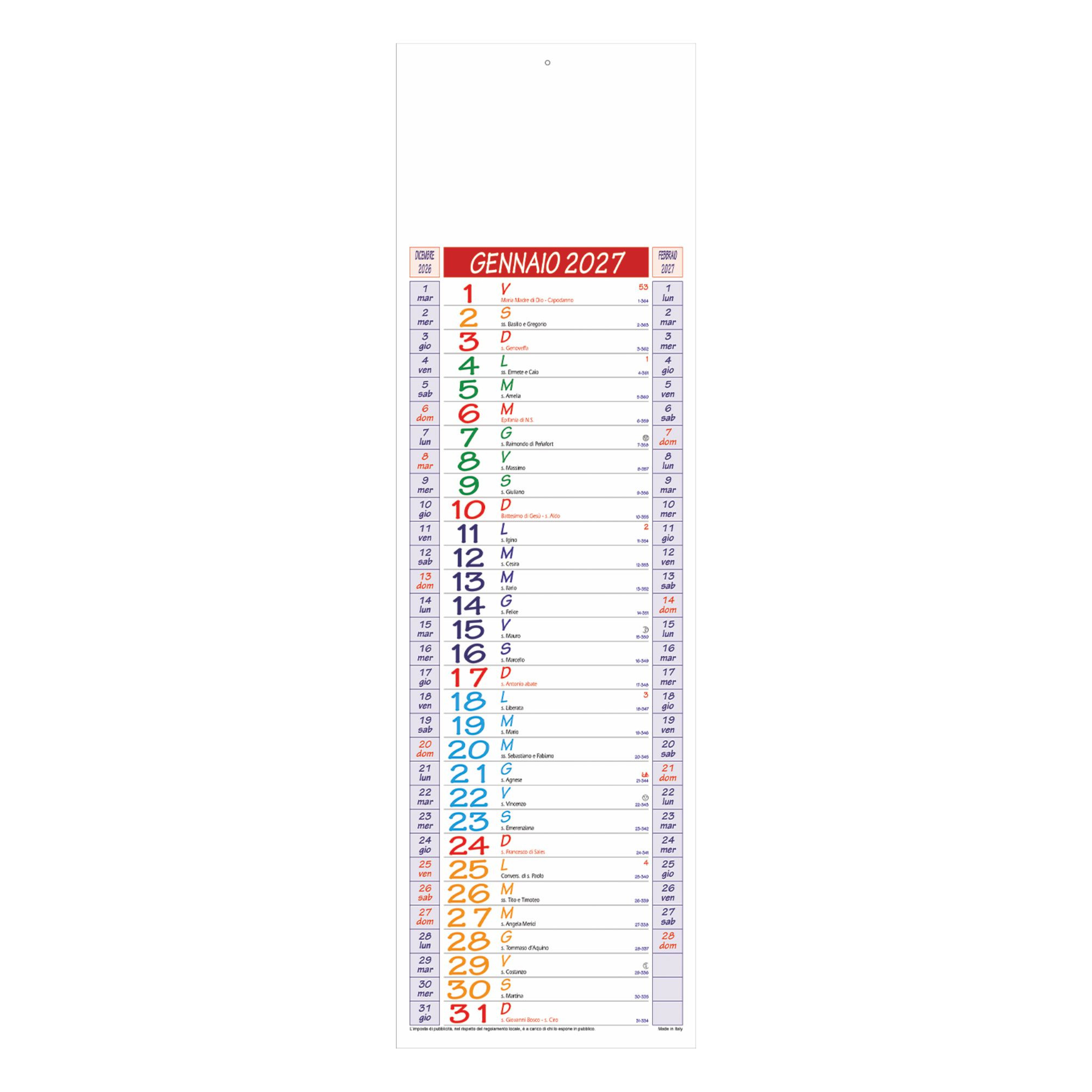 B051 - Silhouette - Calendario Olandese cm 14x47