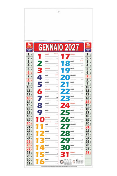 B52 - Slim Multicolor- Calendario Olandese da parete cm 22x49
