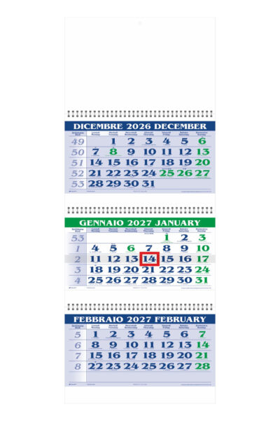 F004 - Spiral Green - Calendario Trittico cm 31x80