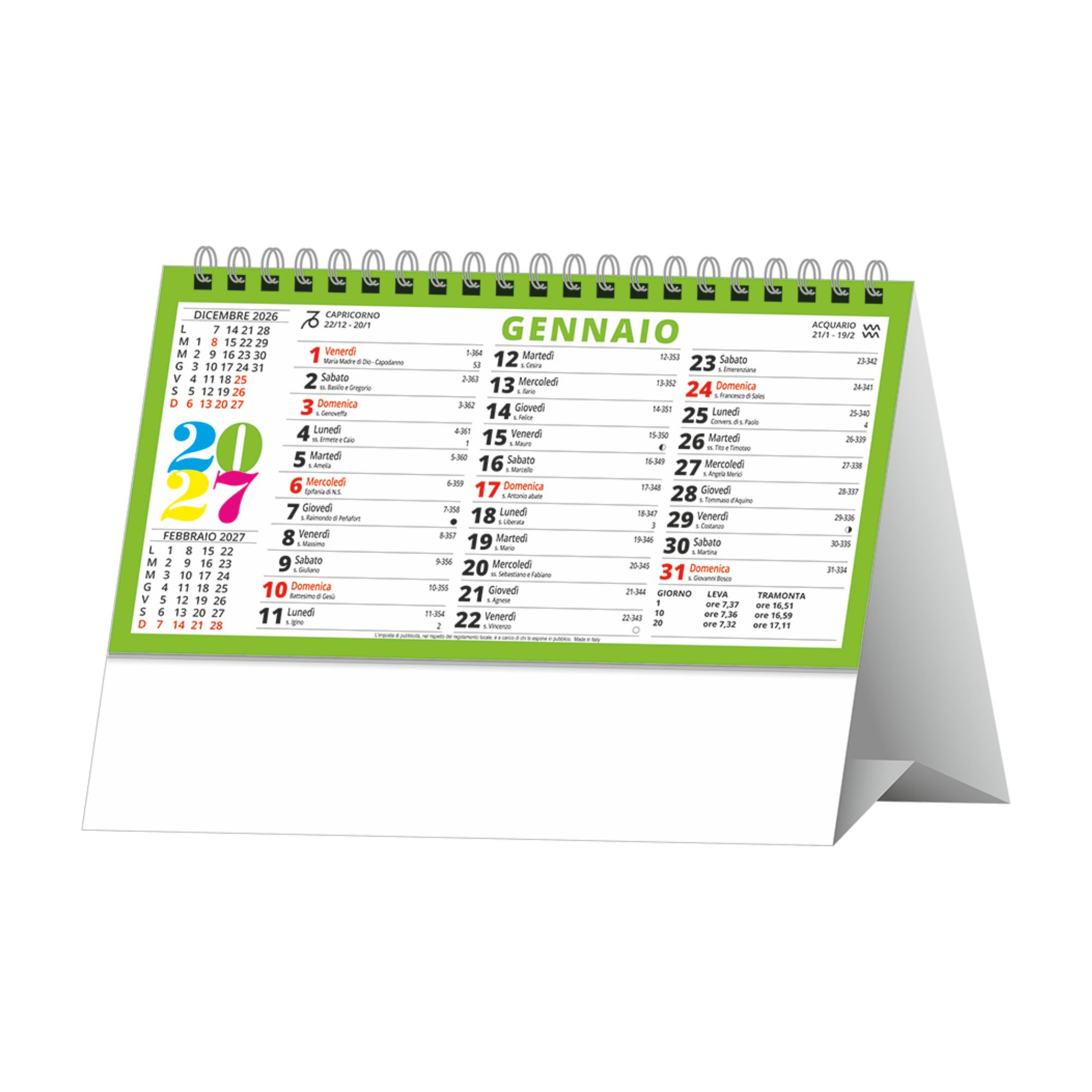 H015 - Svedese - Calendario da tavolo cm 19x14,5