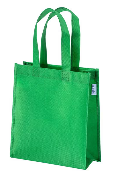 2210801 Shopper mini con soffietto in R-pet 80 g/m2 con soffietto, manici corti